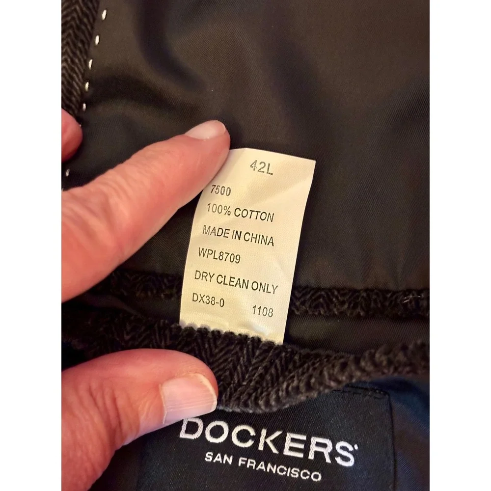 Dockers Mens Dark Gray Herringbone Corduroy Blazer Sport Coat 42L 100% Cotton